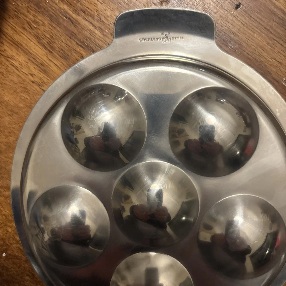 Lot Of 4 Escargot Plate Metal‎ Dishes Snail Oysters W/6 Utensils